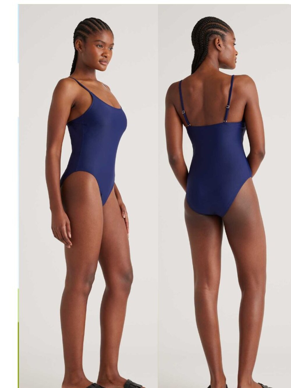 NWT QUINCE Italian Cami One-Piece Swimsuit Deep Navy Size M
